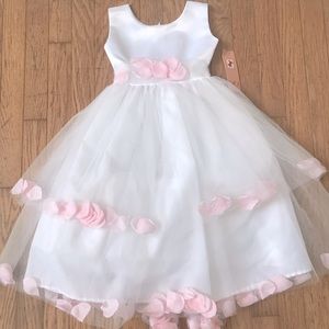 Dress Girls Kids White with Pink Petals size 2 NWT